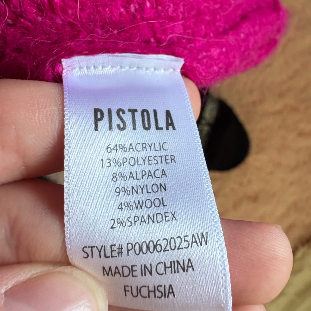 NWT Pistola Woman’s Medium OverSized Vibrant Pink Mock Neck Long-Sleeve Sweater - Picture 9 of 10